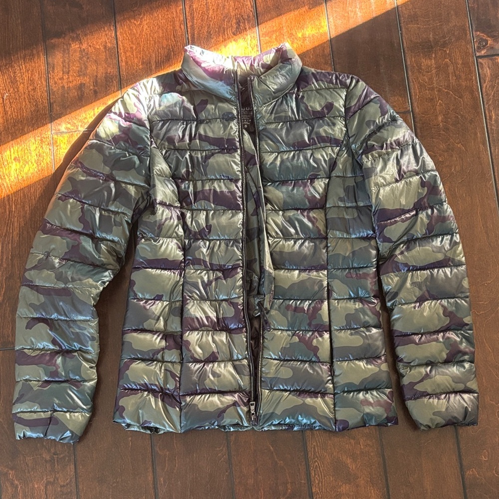 Aqua Green and Black Puffer Jacket